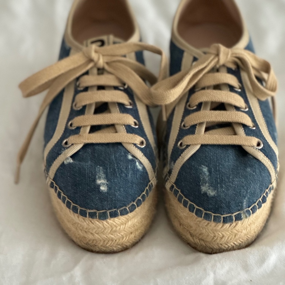 Miu Miu Denim Platform Espadrilles Eu39 - image 1